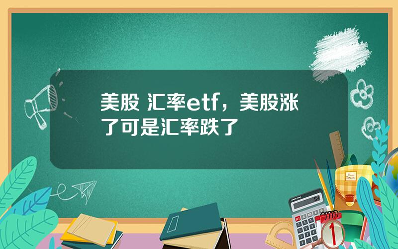 美股 汇率etf，美股涨了可是汇率跌了